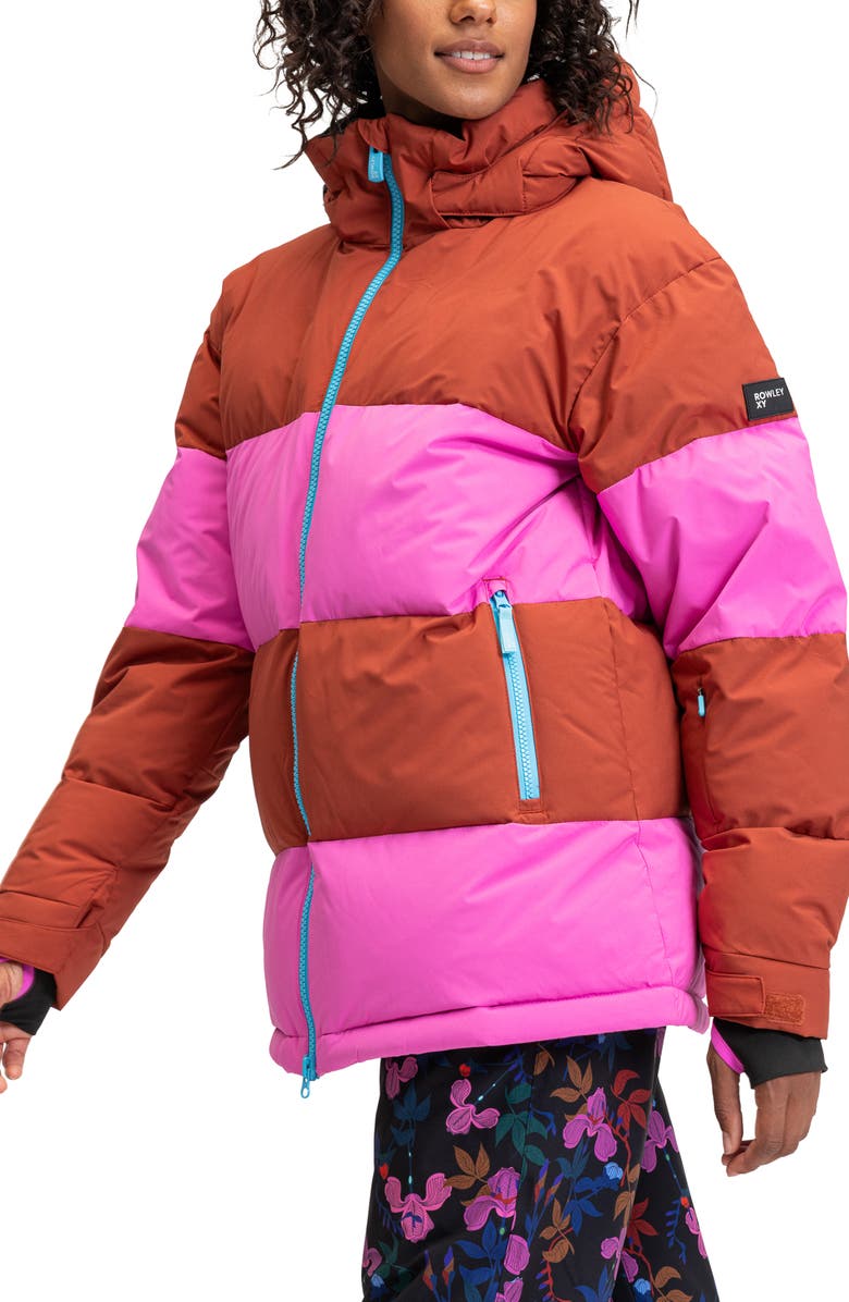 Roxy x Rowley Colorblock Hooded Puffer Jacket, Alternate, color, 