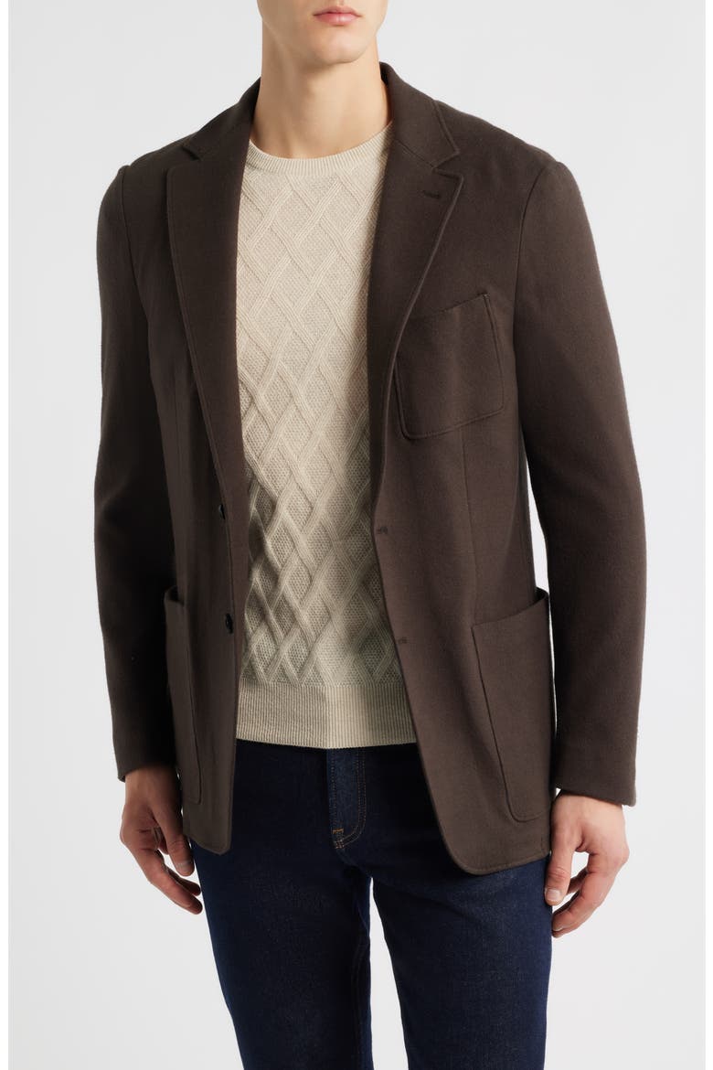 Trim Fit Cotton & Cashmere Jacket, Main, color, DARK BROWN