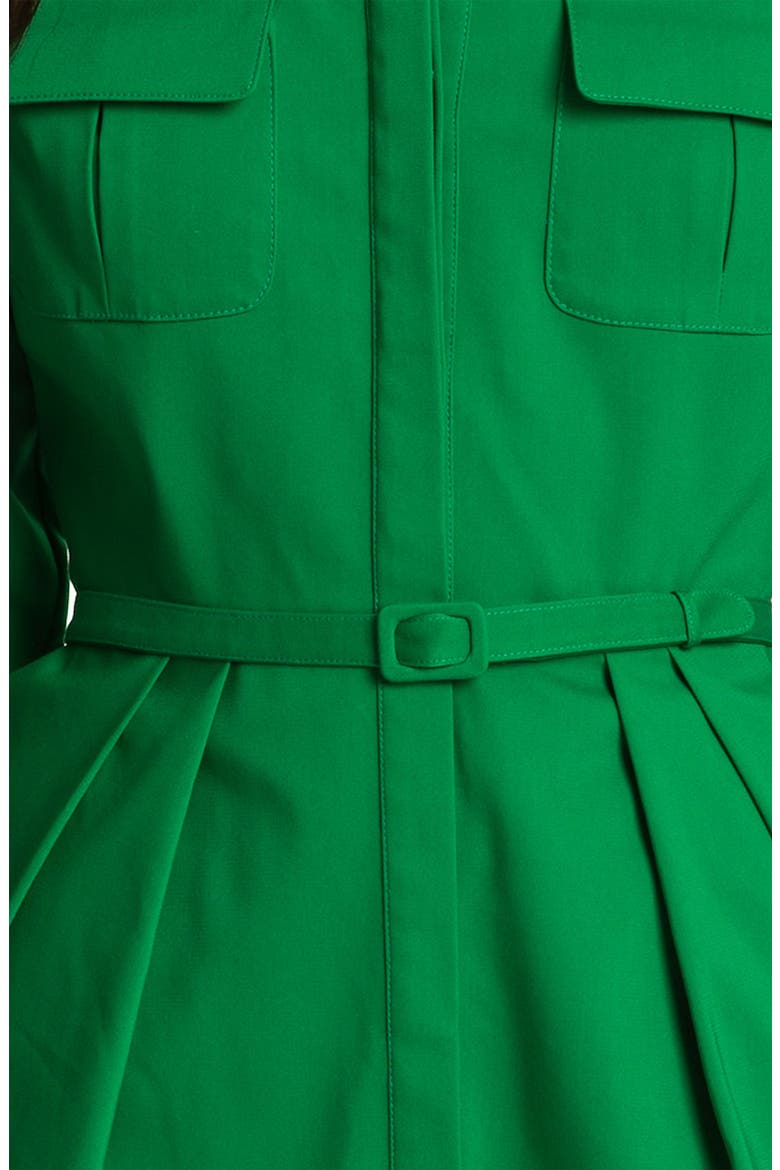 Roll Sleeve Shirtdress, Alternate, color, RICH GREEN