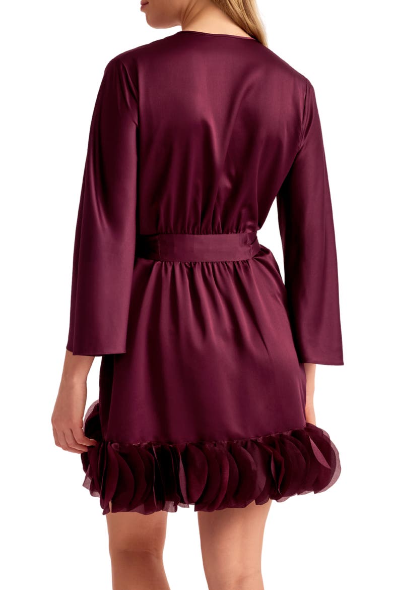 Villa Charmeuse & Organza Wrap, Alternate, color, DARK CHERRY