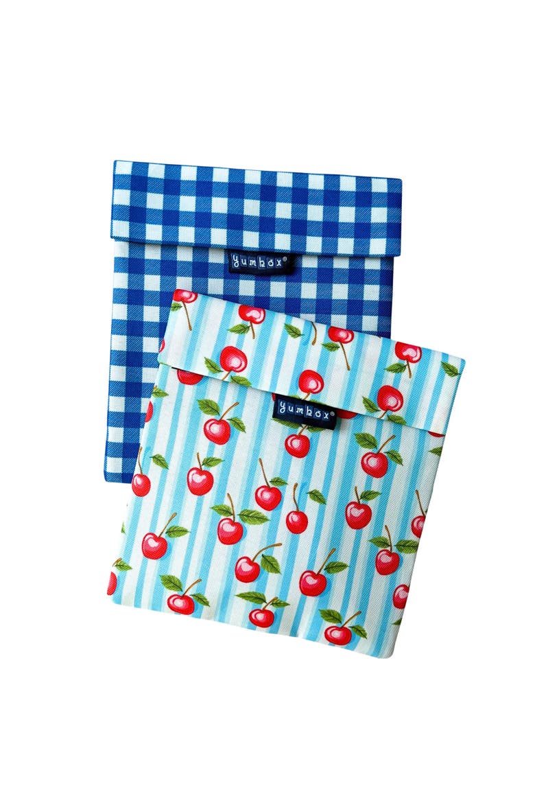 Reusable Sandwich Bags - Insulated, Washable, Eco-Friendly Fabric Pouches for Snacks, Wraps & Lunches, Main, color, Vichy and Cherry Stripes