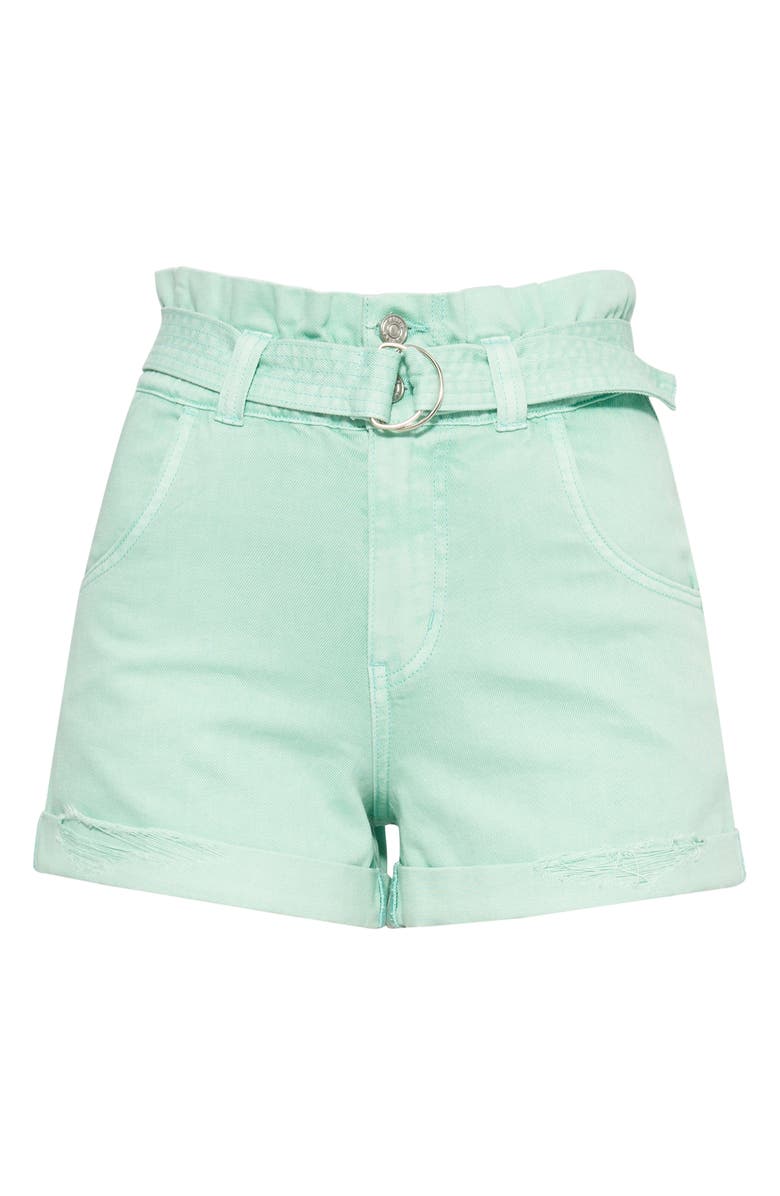 Bayeas Belted High Waist Denim Shorts, Alternate, color, Aqua