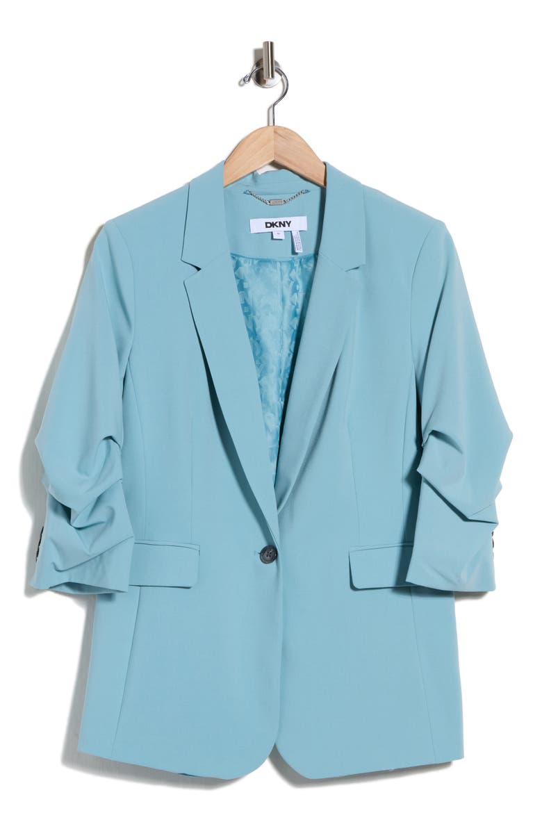 Ruched Sleeve Blazer, Alternate, color, CAMEO BLUE