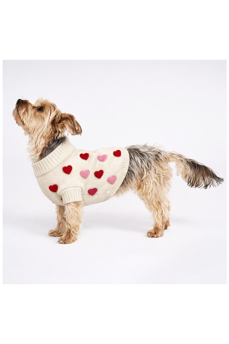 Heart 3D Icon Rib Dog Sweater, Alternate, color, CREAM