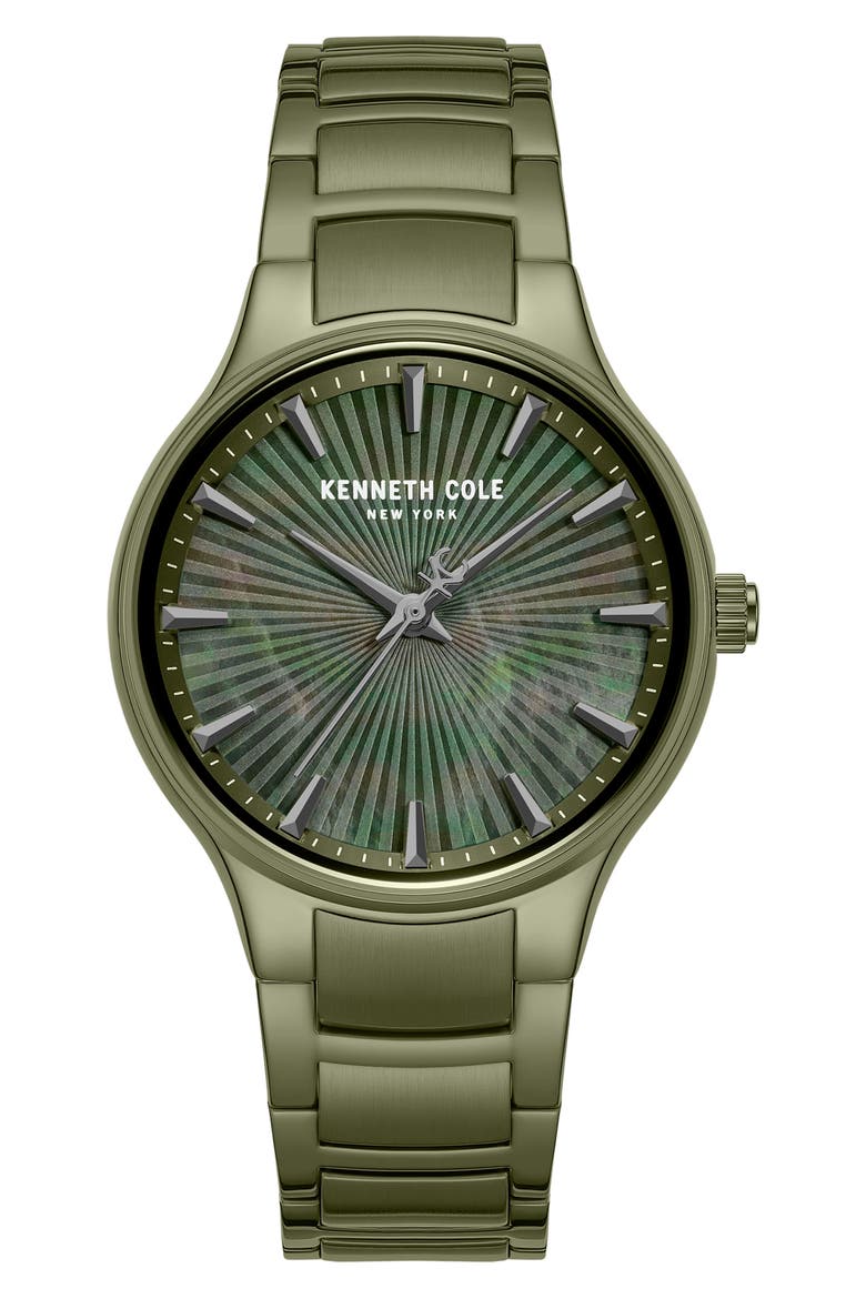 Green Mother-of-Pearl Dial Bracelet Watch, 34mm, Main, color, GREEN