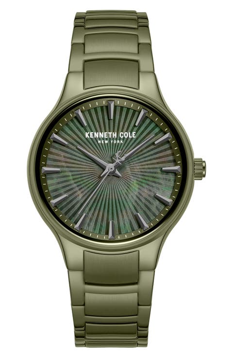 Green Mother-of-Pearl Dial Bracelet Watch, 34mm
