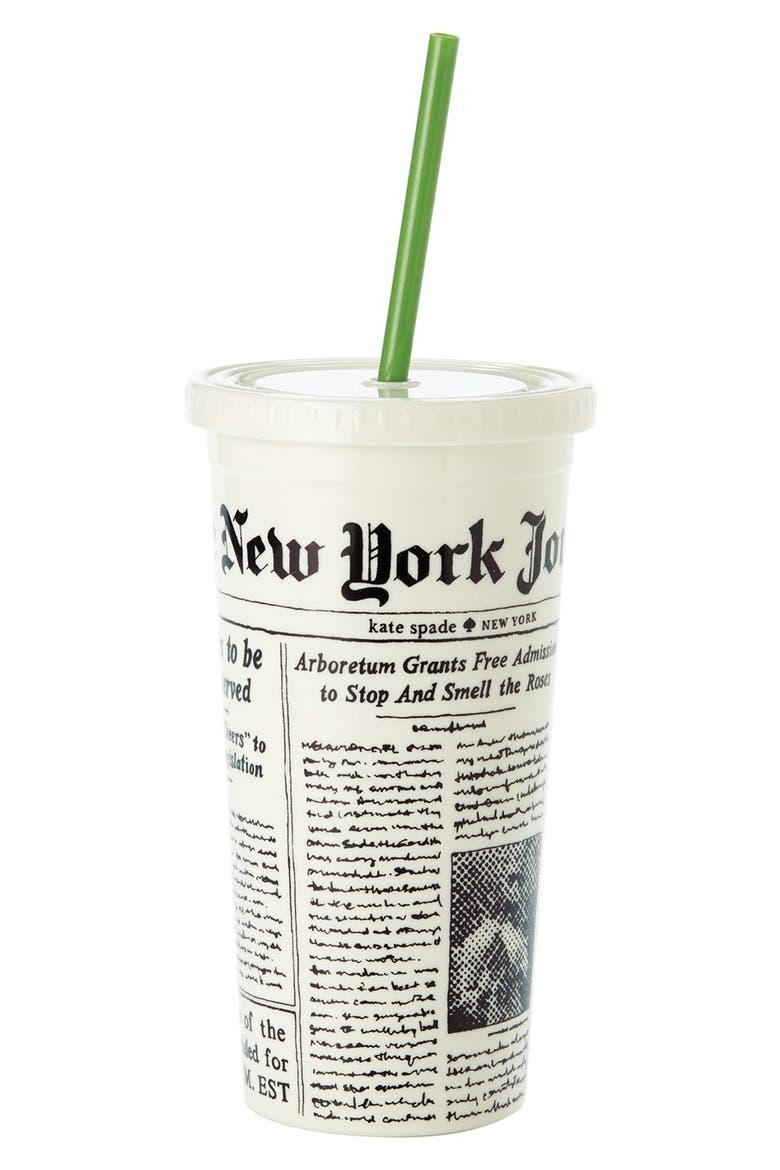 'media newspaper' insulated tumbler, Main, color, WHITE