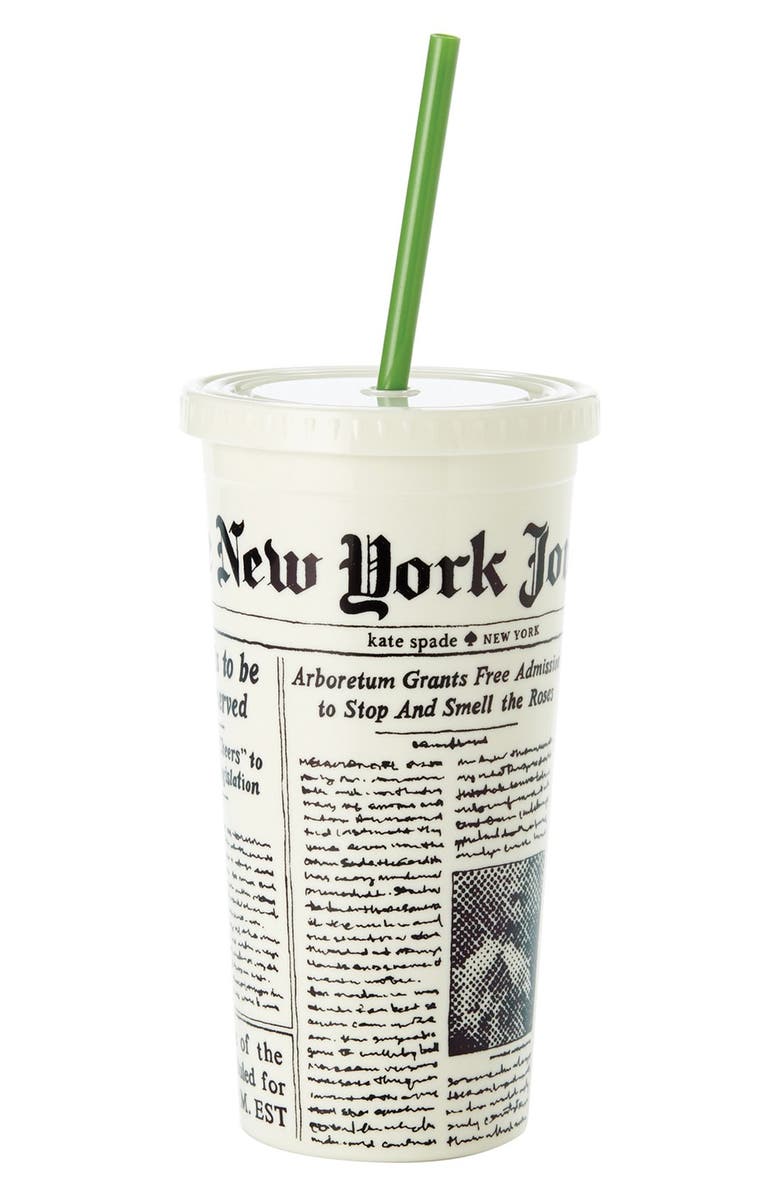 Kate Spade New York 'media newspaper' insulated tumbler, Main, color,