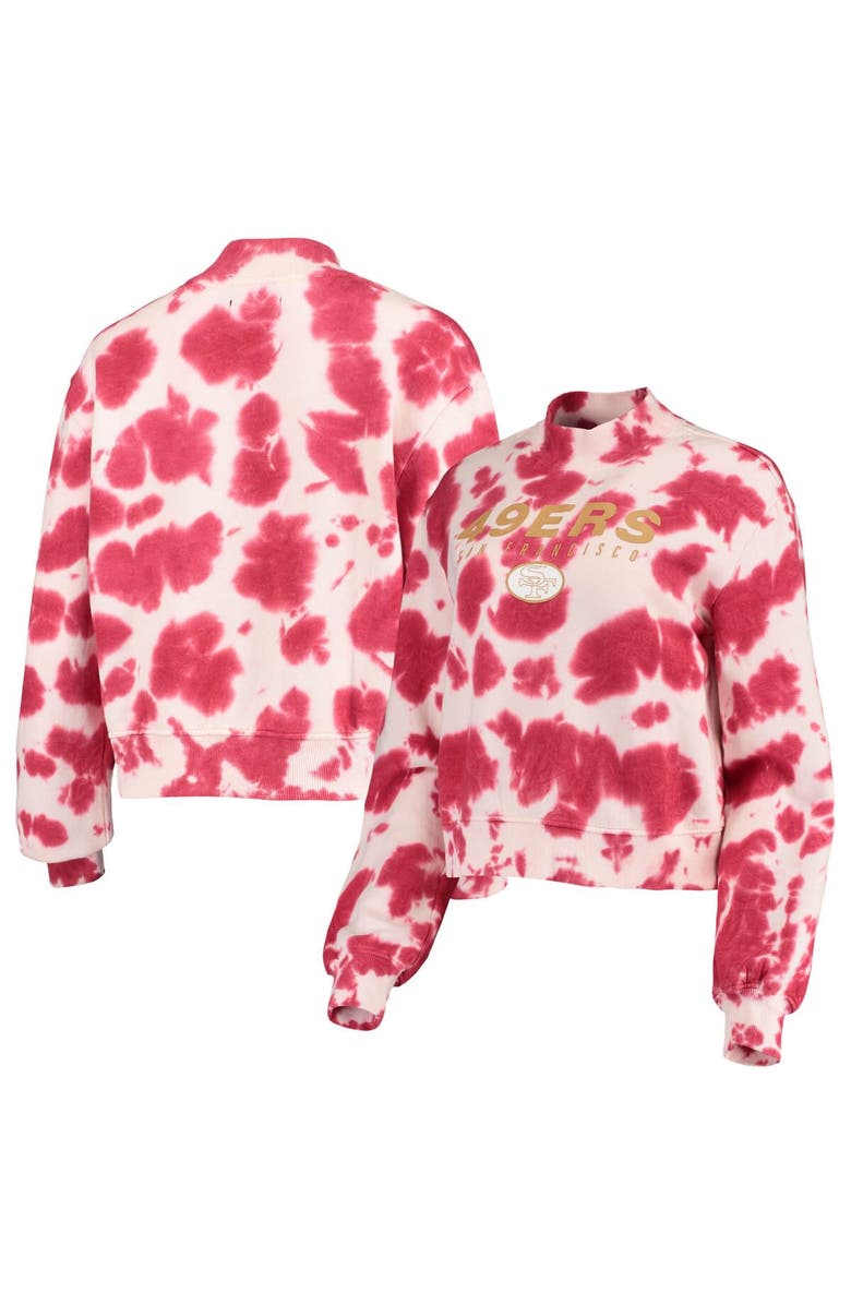 Junk Food Women's Junk Food Scarlet San Francisco 49ers Tie-Dye Cropped Pullover Sweatshirt, Alternate, color, 