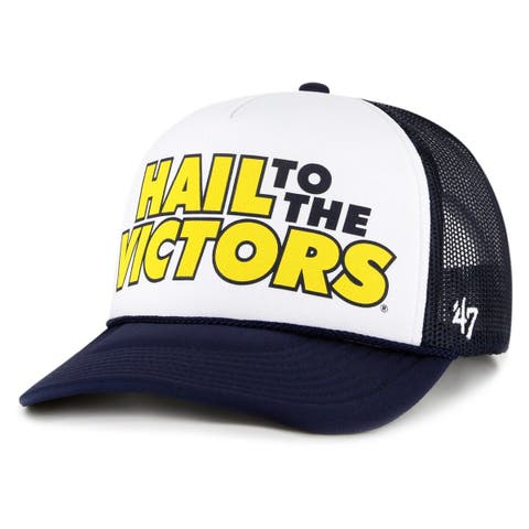 Men's '47 White/Navy Michigan Wolverines Article Foam Front Trucker Hat