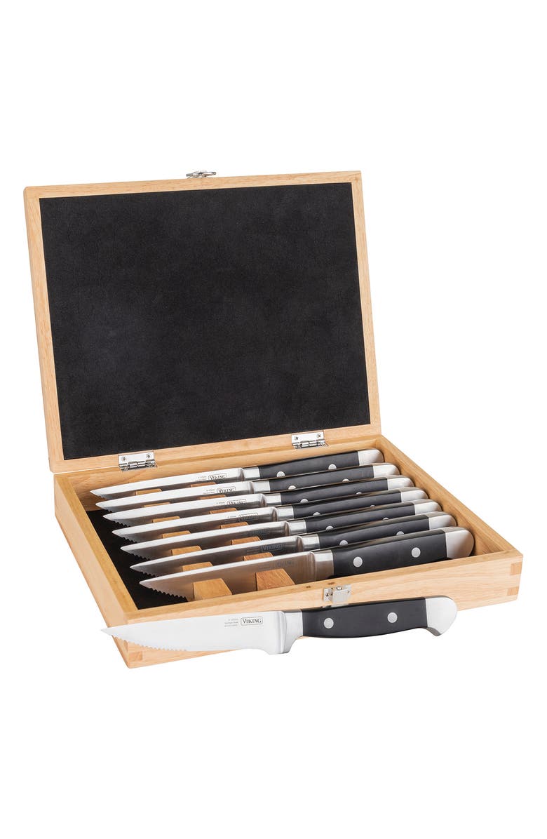 Viking 8-Piece Steak Knife Set, Main, color, Black