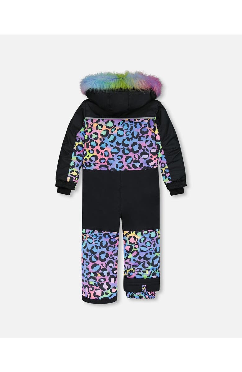 Deux par Deux Little Girl's One Piece Snowsuit Printed Rainbow Leopard, Alternate, color,