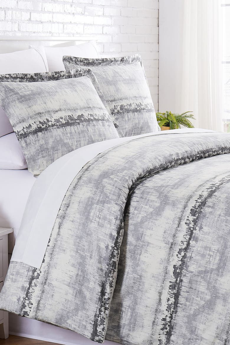 Premium Collection 300 Thread-Count Long Staple Cotton Oversized Duvet Cover Set, Main, color, ABSTRACTION GREY