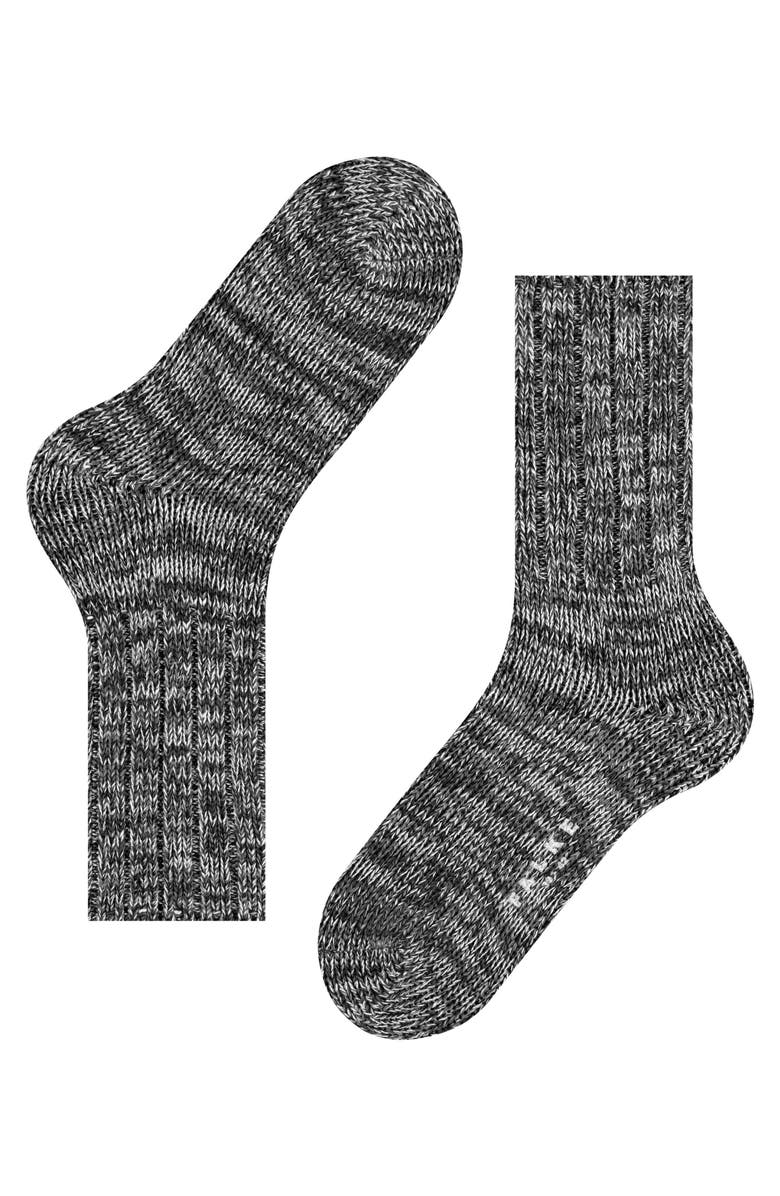 Falke Brooklyn Cotton Knit Boot Socks, Alternate, color, Black