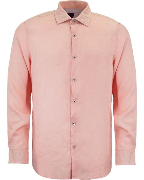 Uomo Solid Long Sleeve Fine Linen Shirt