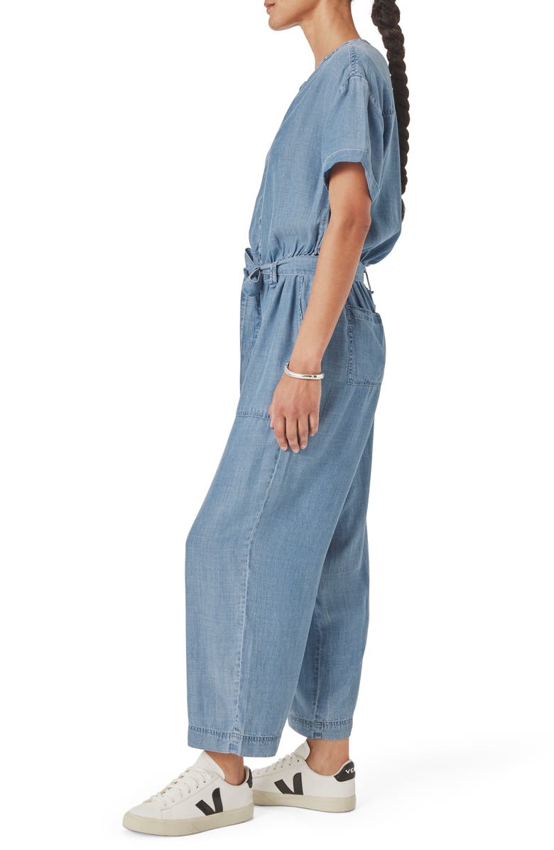 Splendid Rayanne Tie Waist Chambray Jumpsuit, Alternate, color, Indigo Blue