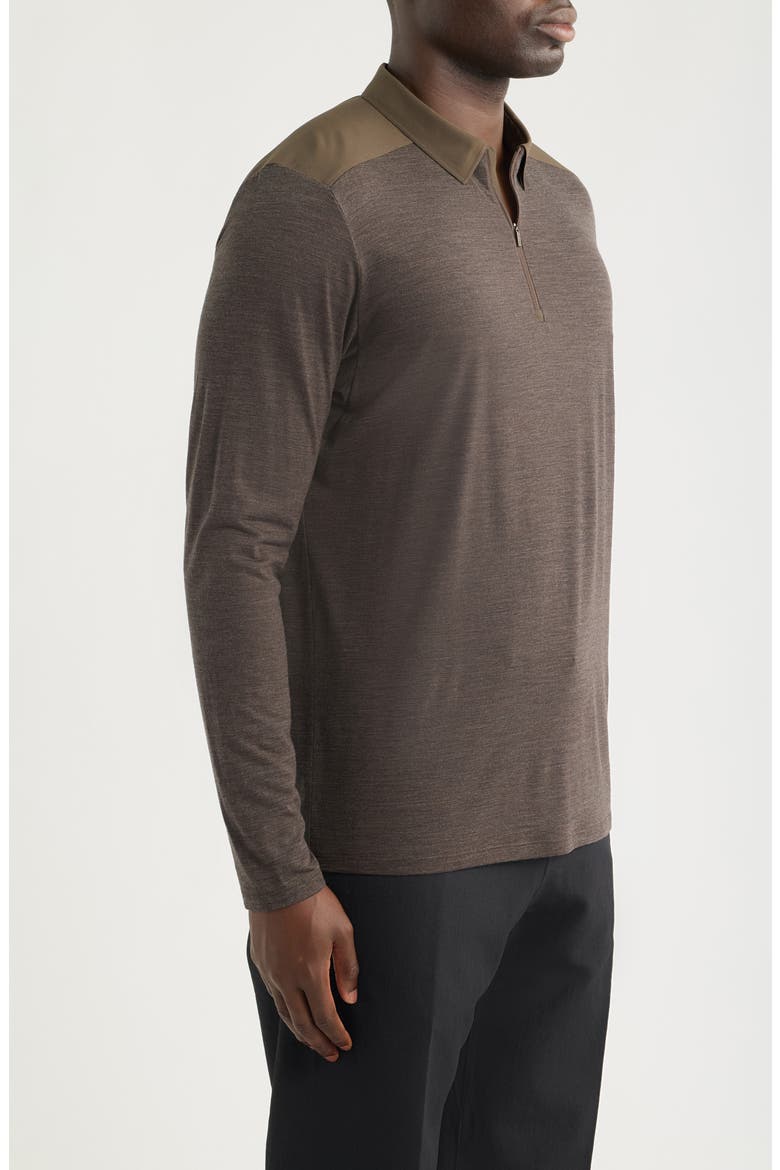 Frame Long Sleeve Polo, Alternate, color, SABLE HEATHER