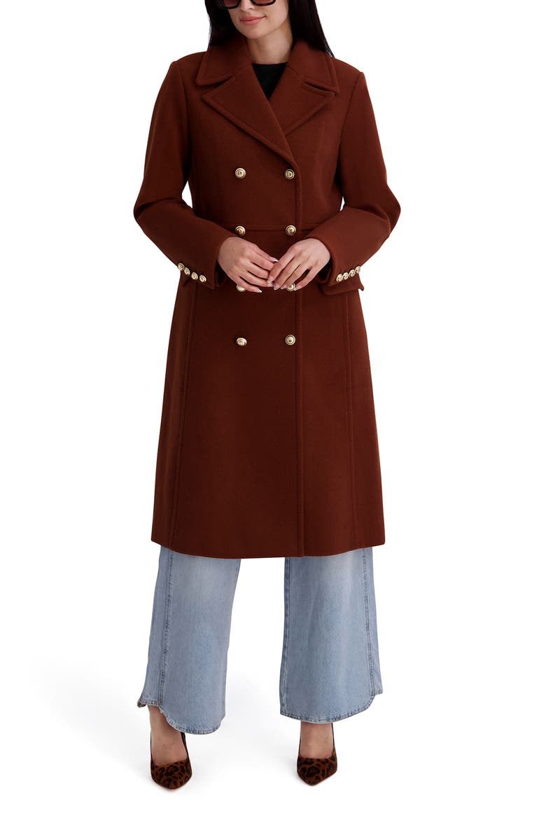 Double Breasted Military Coat, Alternate, color, TOFFEE