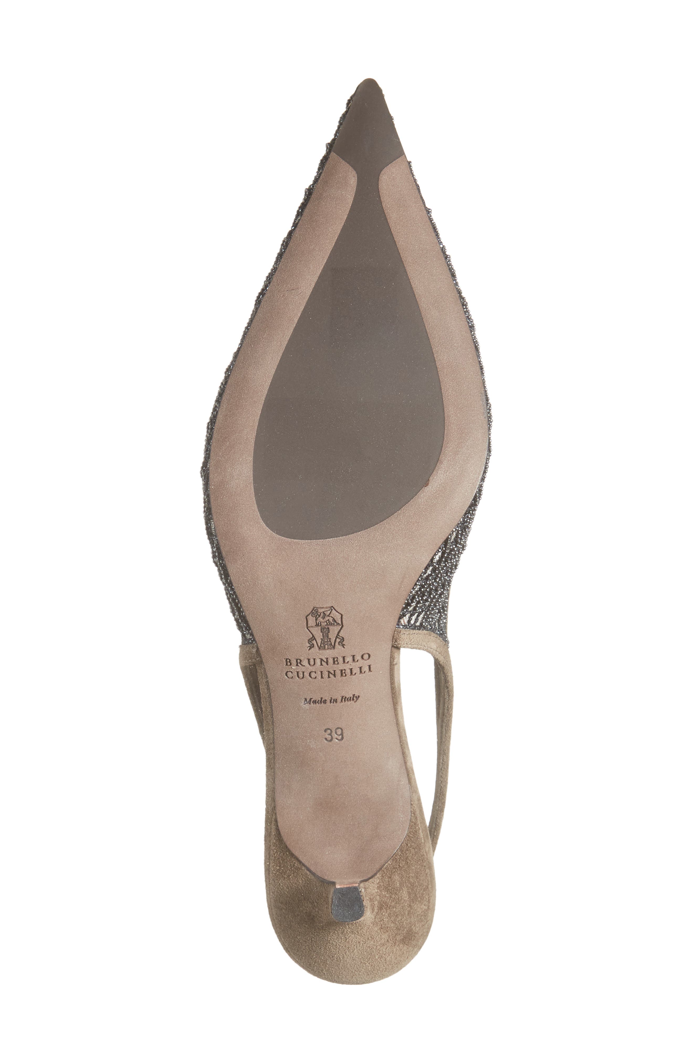 Brunello Cucinelli Monili Pointed Toe Slingback Pump, Alternate, color, Black