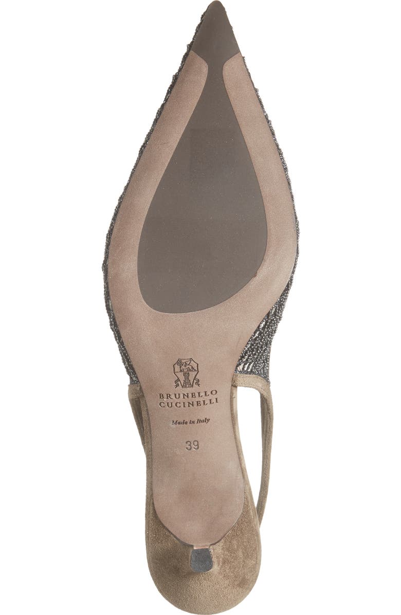 Brunello Cucinelli Monili Pointed Toe Slingback Pump, Alternate, color, Black