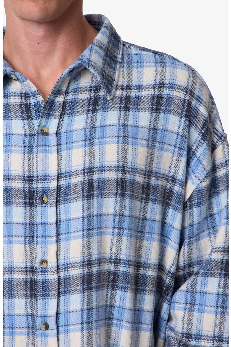 Washed Cropped Flannel Shirt, Alternate, color, BLUE