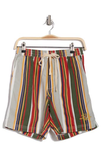 Shop Bdg Urban Outfitters Stripe Twill Shorts In Green Multi
