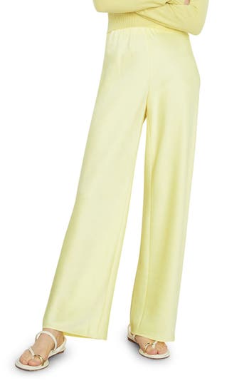Vince High-rise Wide-leg Satin Pants In Green