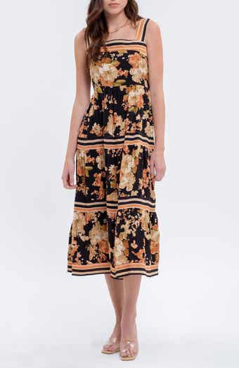 AUGUST SKY Sleeveless Tiered Midi Dress