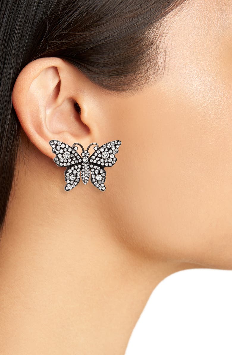 Gucci Crystal Butterfly Earrings, Alternate, color,
