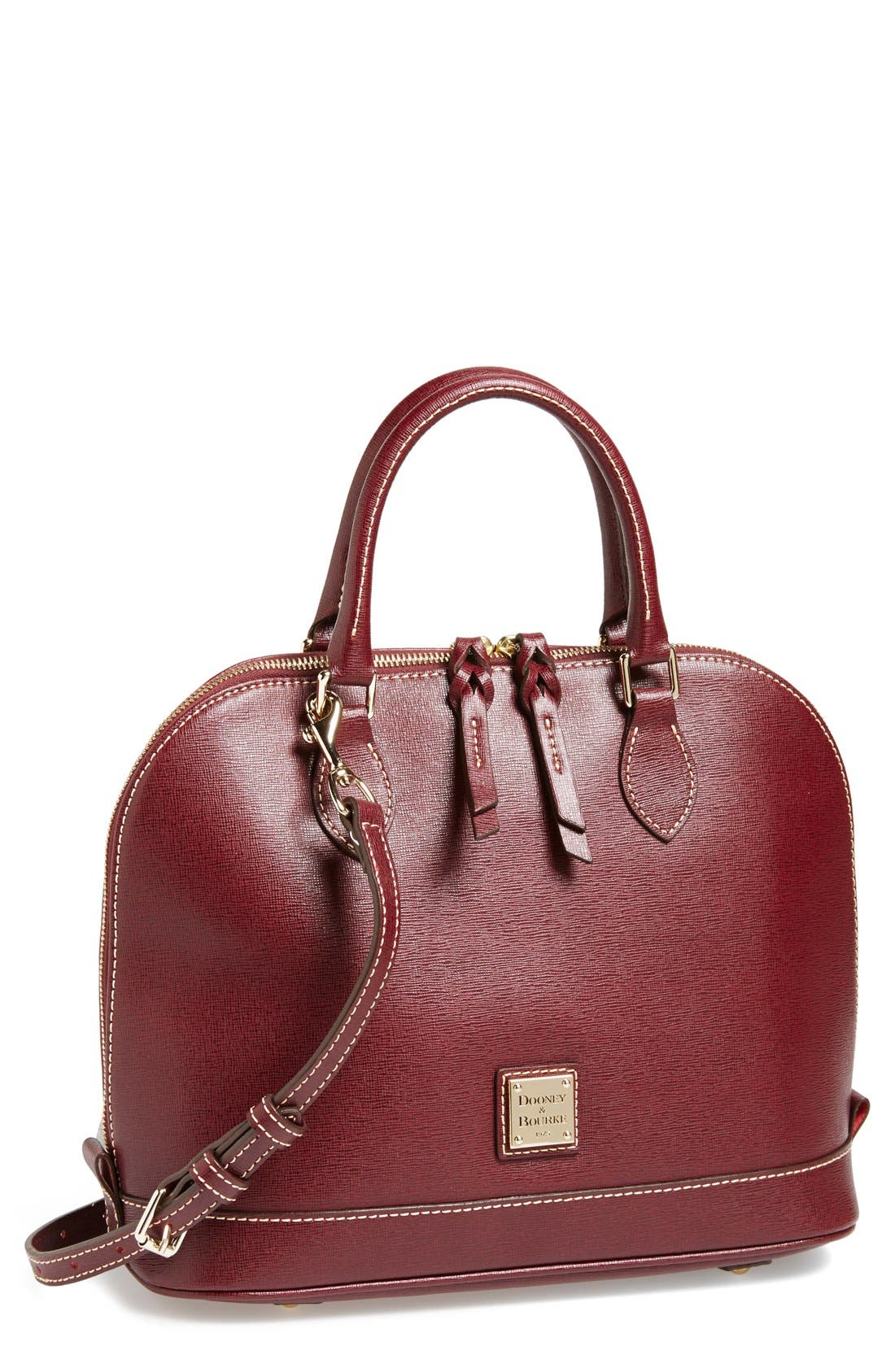 Saffiano Leather Satchel, Main, color, BORDEAUX
