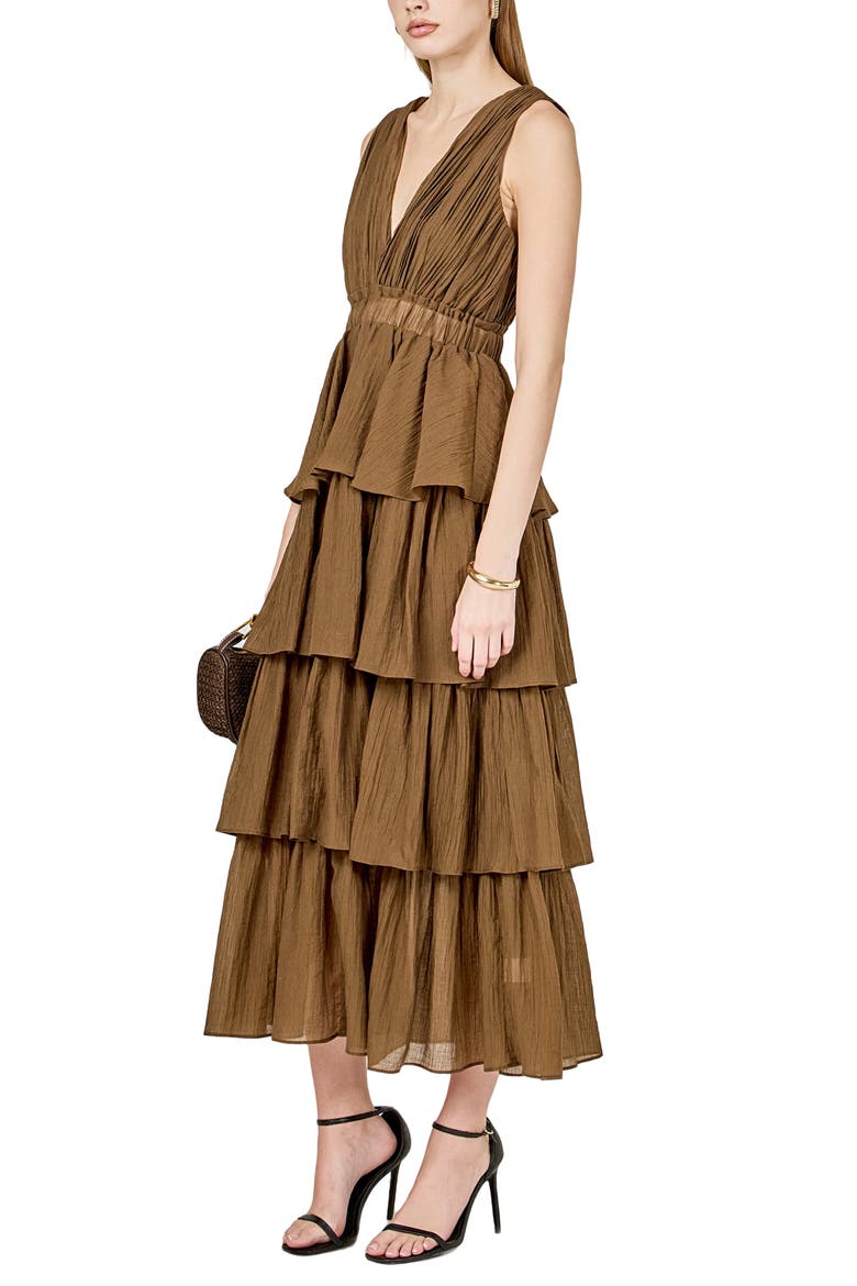 Tiered Maxi Dress, Alternate, color, CHOCOLATE