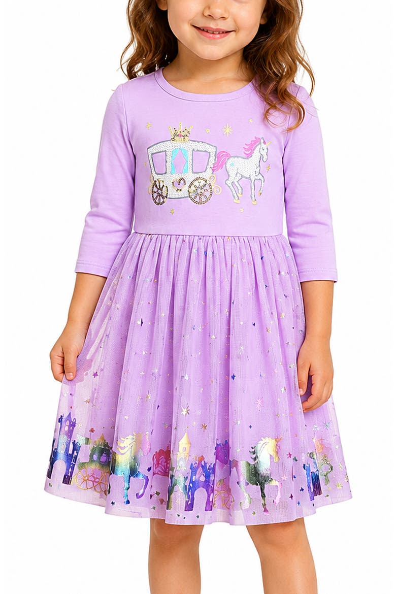 Kids' Princess Long Sleeve Tutu Dress, Alternate, color, LILAC