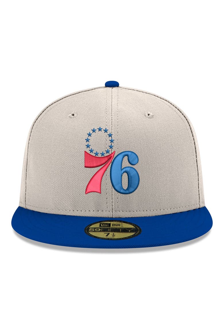 Men's New Era  Gray/Royal Philadelphia 76ers Chrome 59FIFTY Fitted Hat, Alternate, color, Gray
