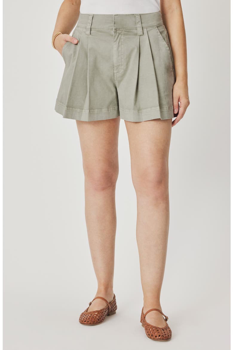 Natasha Pleated High Waist Shorts, Main, color, EUCALYPTUS