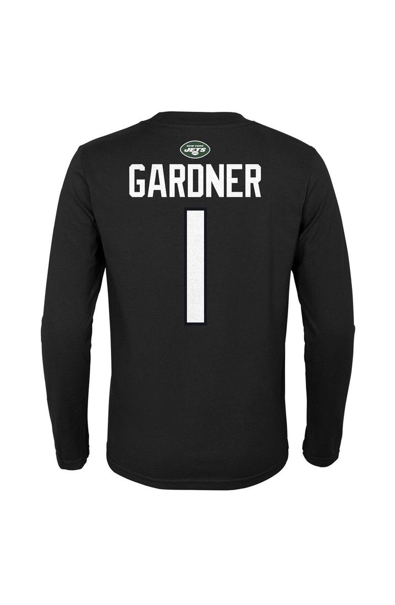 Outerstuff Youth Sauce Gardner Black New York Jets Mainliner Player Name & Number Long Sleeve T-Shirt, Alternate, color, 