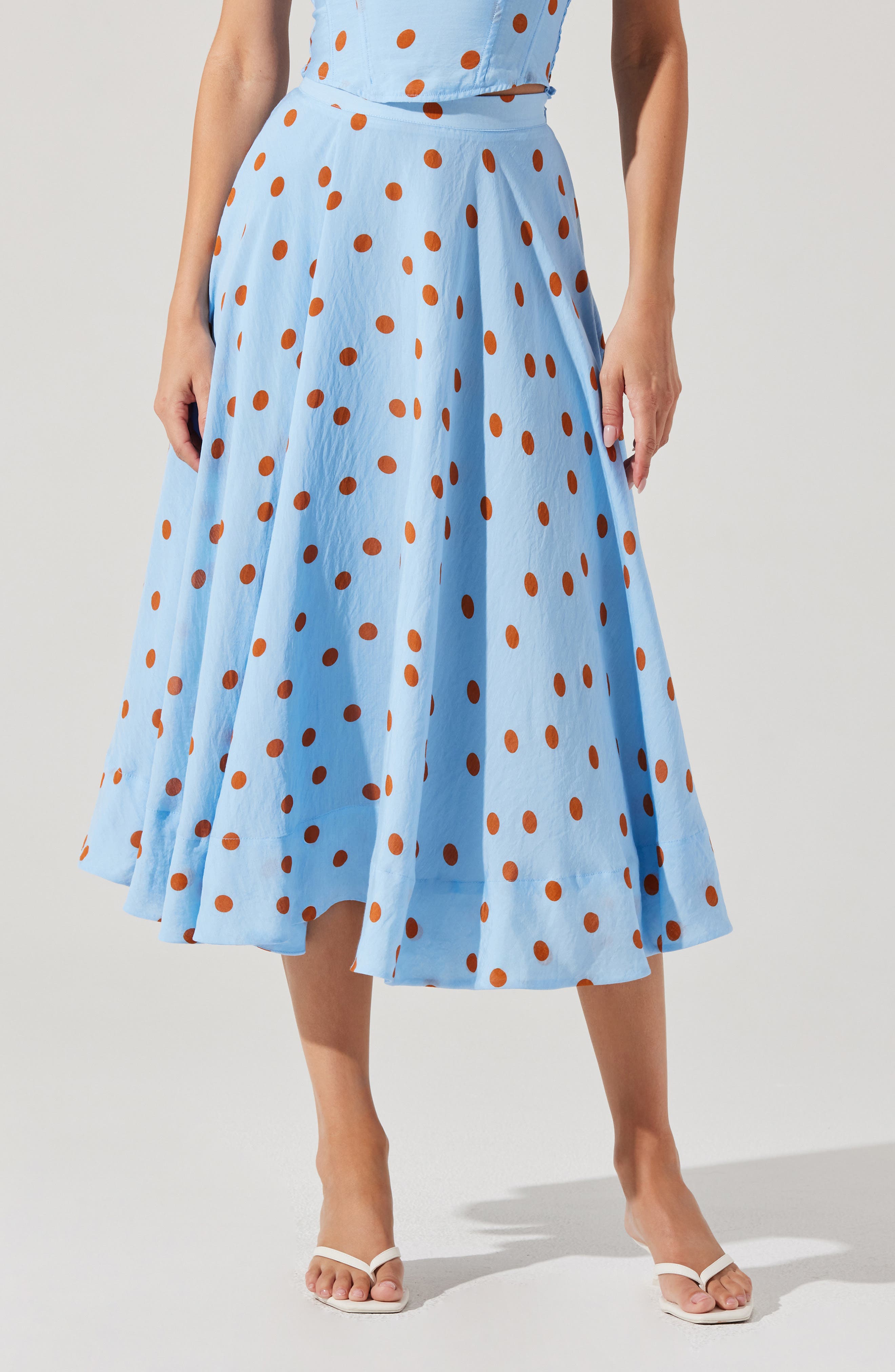 ASTR the Label Janie Polka Dot Midi Skirt