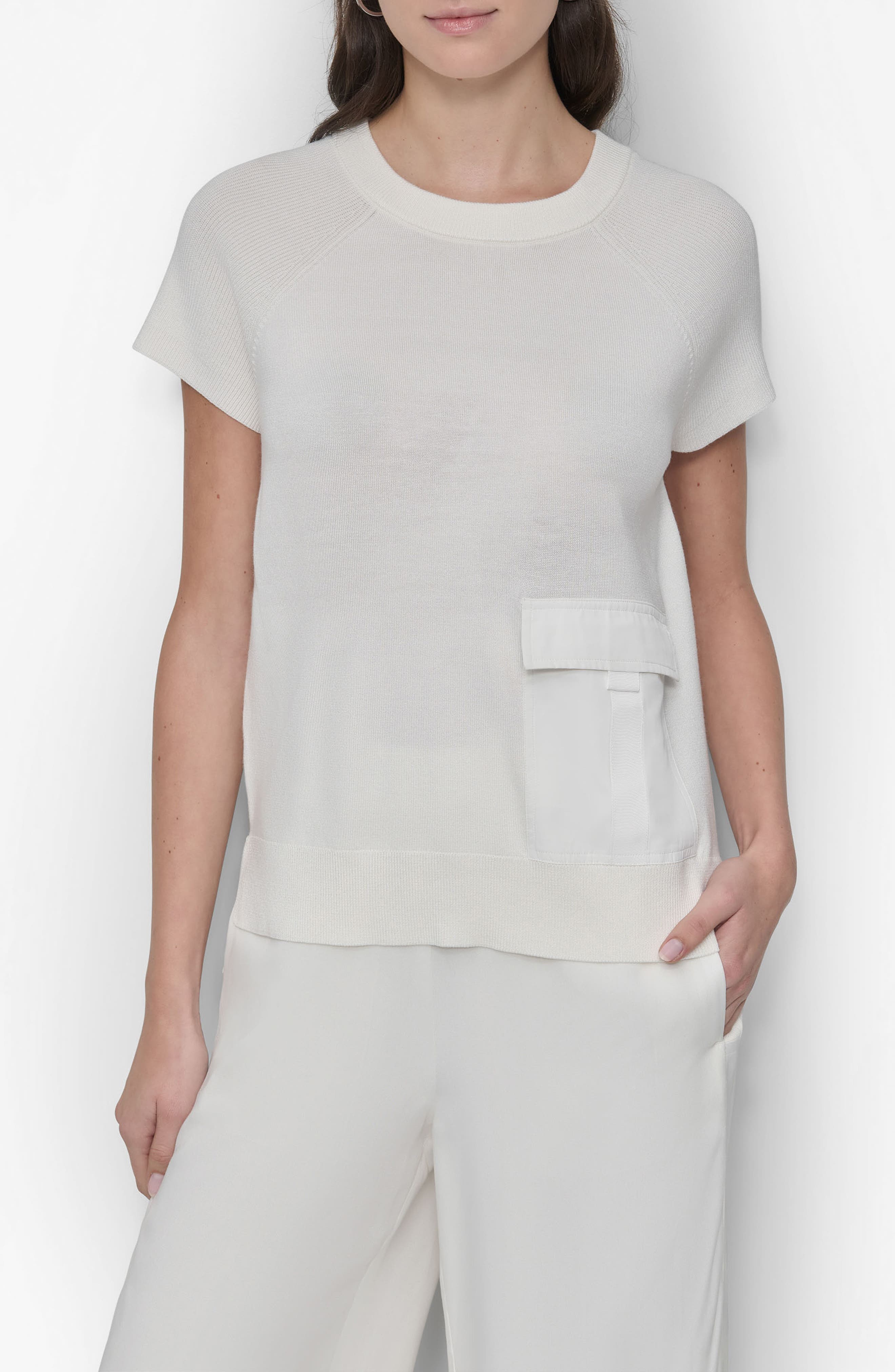 Satin Pocket Short Sleeve Sweater - image 3