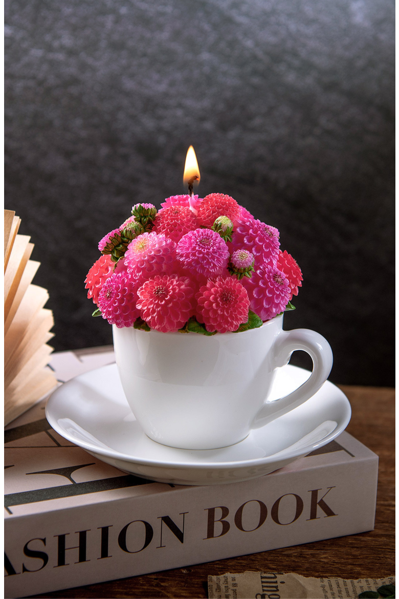 Dahlia Bouquet Aromatherapy Candle, Alternate, color, Rose Red