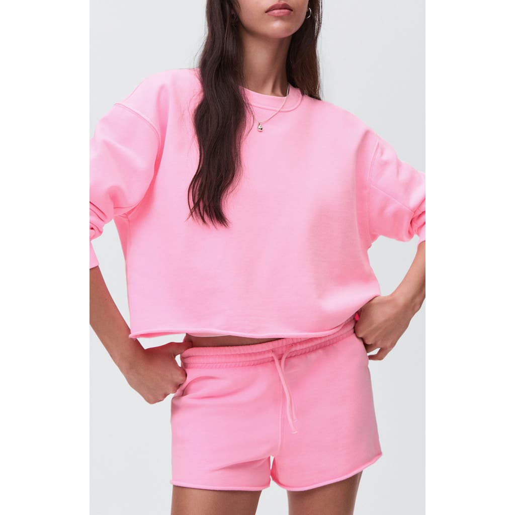 Mango Teen Cotton Raw Hem Crop Sweatshirt In Pink