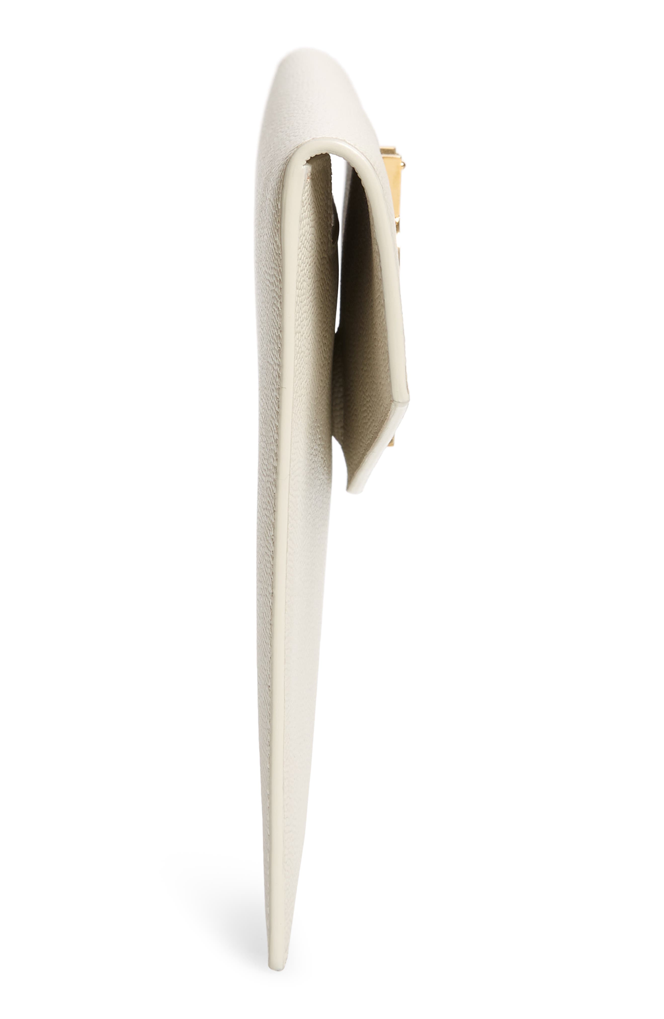 Saint Laurent Uptown Calfskin Leather Envelope Clutch, Alternate, color, 9207 Crema Soft