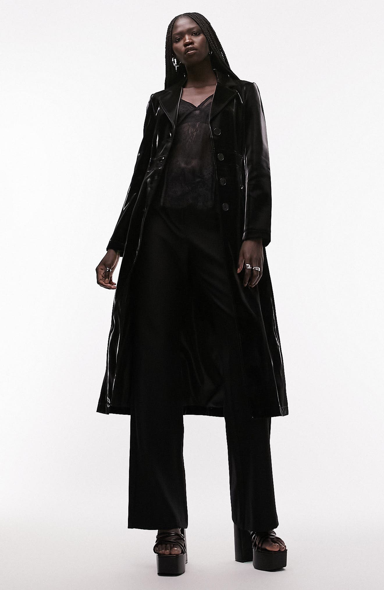 Topshop Liquid Vinyl Trench Coat