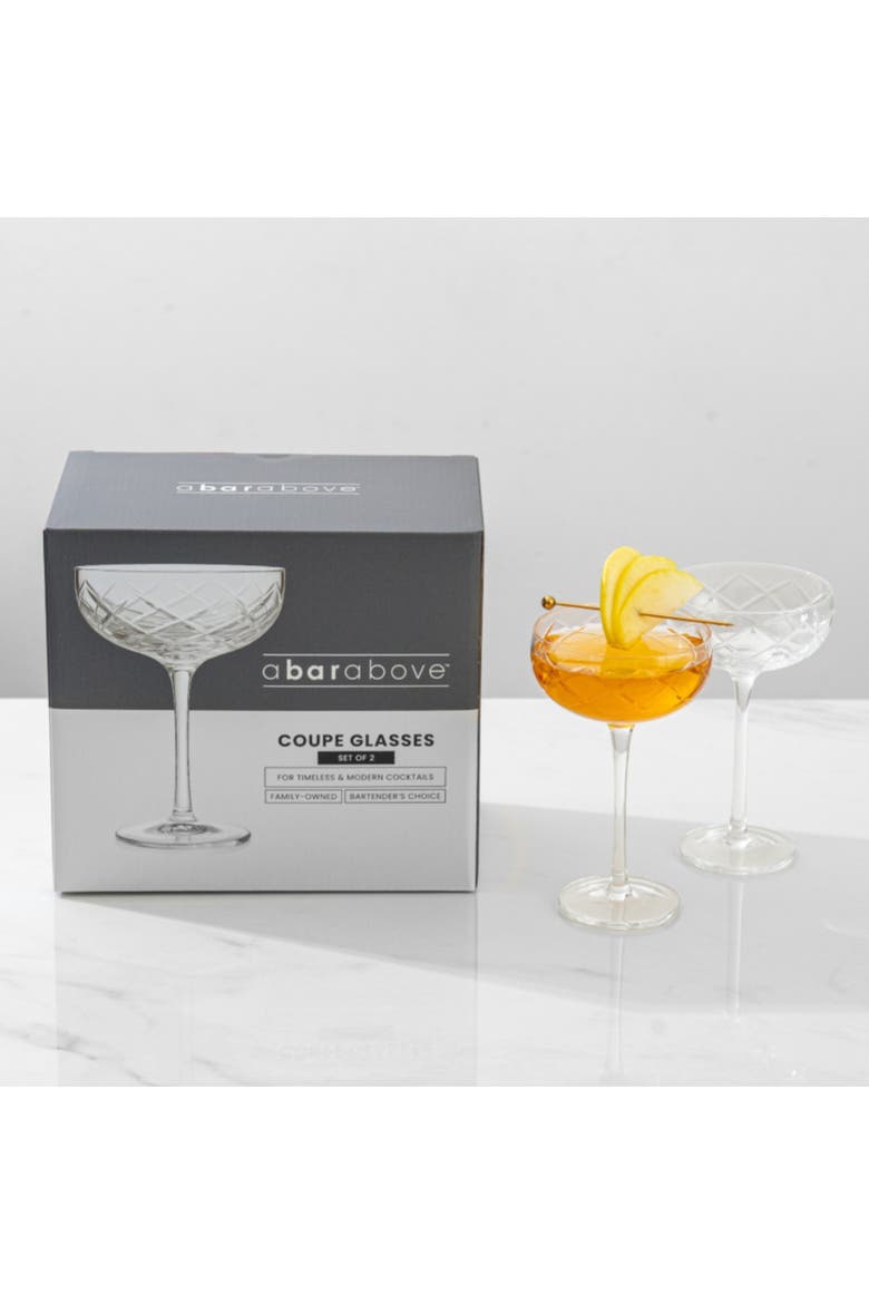 Diamond Cut Coupe Glass, Alternate, color, Clear