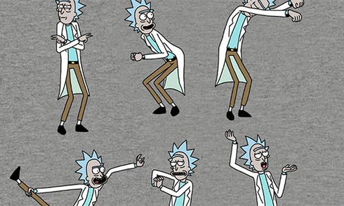 Ripple Junction Rick And Morty Rick's Dance Moves Graphic T-shirt In Gray