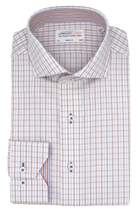 Trim Fit Plaid Cotton Oxford Cloth Dress Shirt (Regular, Big & Tall)