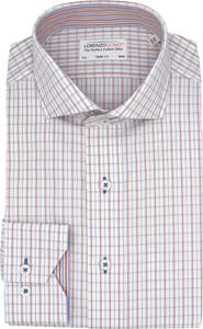 Lorenzo Uomo Trim Fit Plaid Cotton Oxford Cloth Dress Shirt
