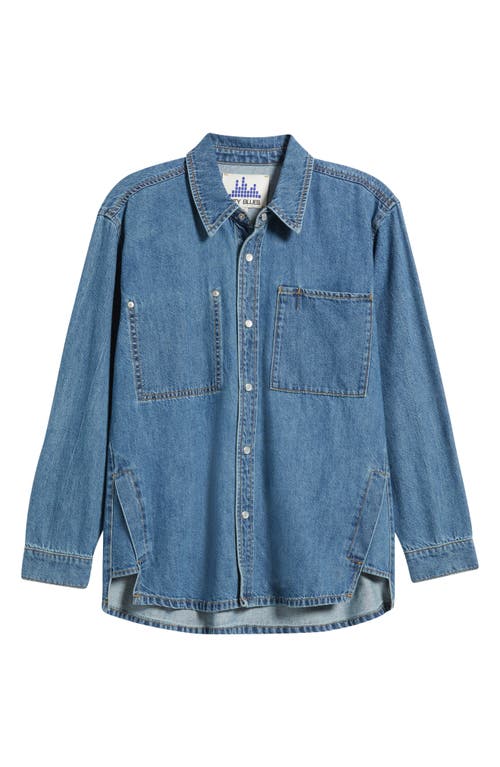 City Blues Gramercy Oversize Denim Snap-up Shirt In Blue