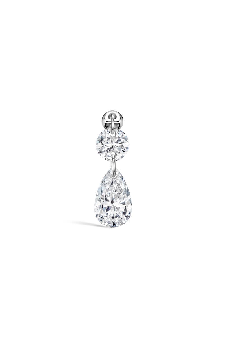 Single Floating Double Diamond Threaded Charm Earring, Main, color, WHITE GOLD