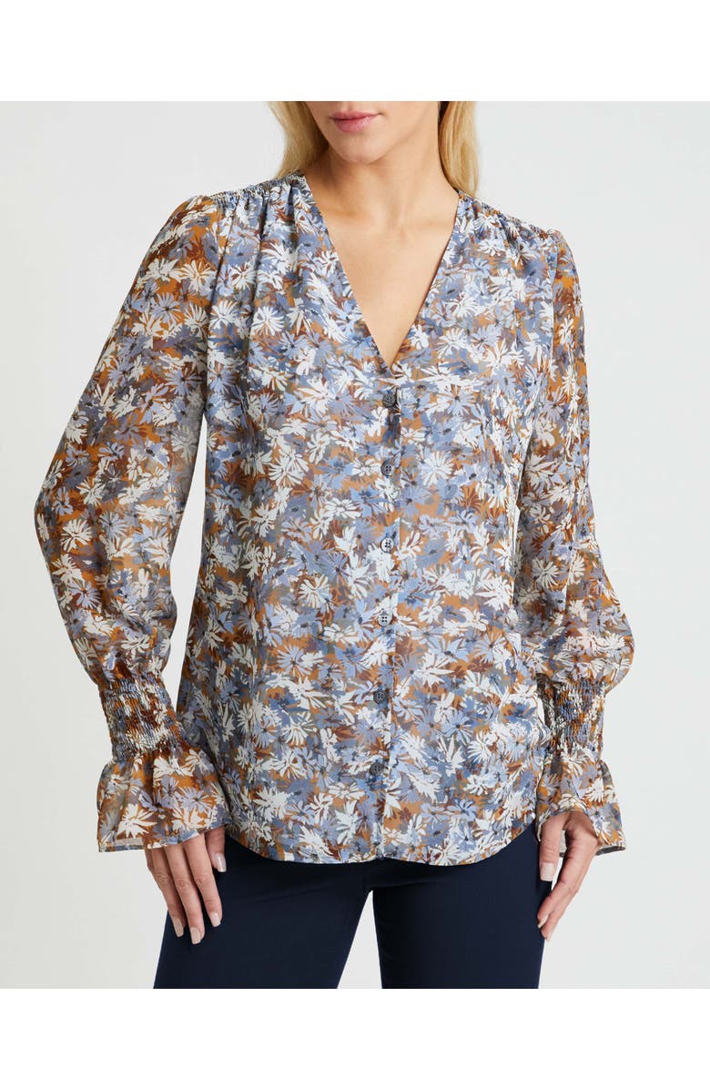 Santorelli PLATA Long Sleeve Blouse in Floral Georgette, Main, color, 