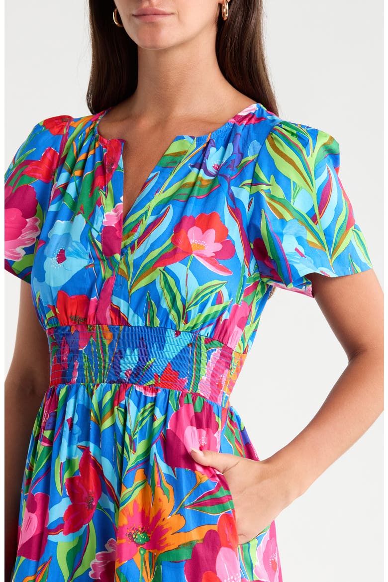 Palmer Floral Tiered Cotton Maxi Dress, Alternate, color, COBALT-PINK-MULTI