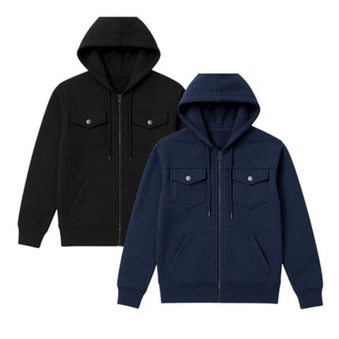 2 Pack Mens Heavyweight Zip Hoodie Jacket